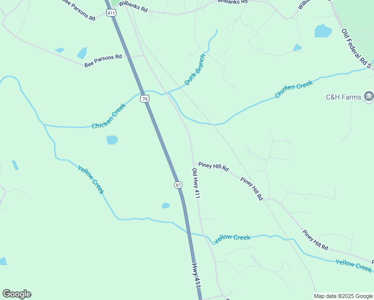 map of restaurants, bars, coffee shops, grocery stores, and more near 1149 Old Highway 411 in Chatsworth