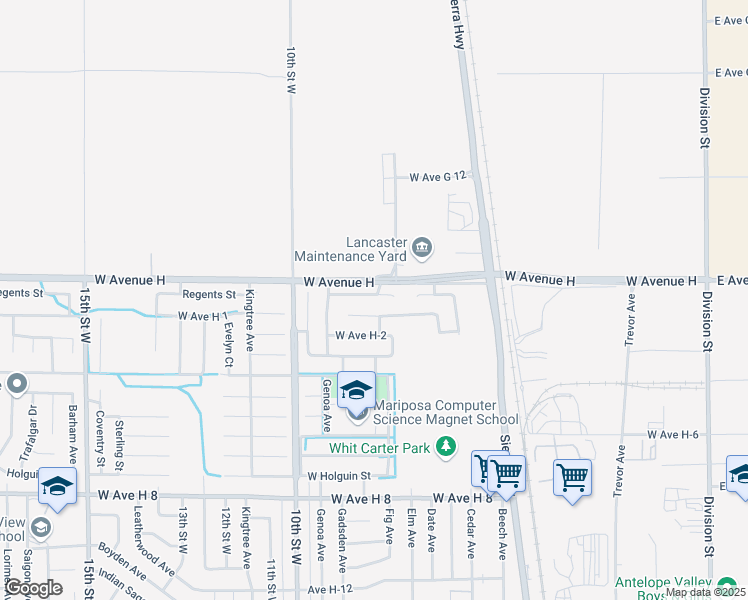 map of restaurants, bars, coffee shops, grocery stores, and more near 732 Trixis Avenue in Lancaster