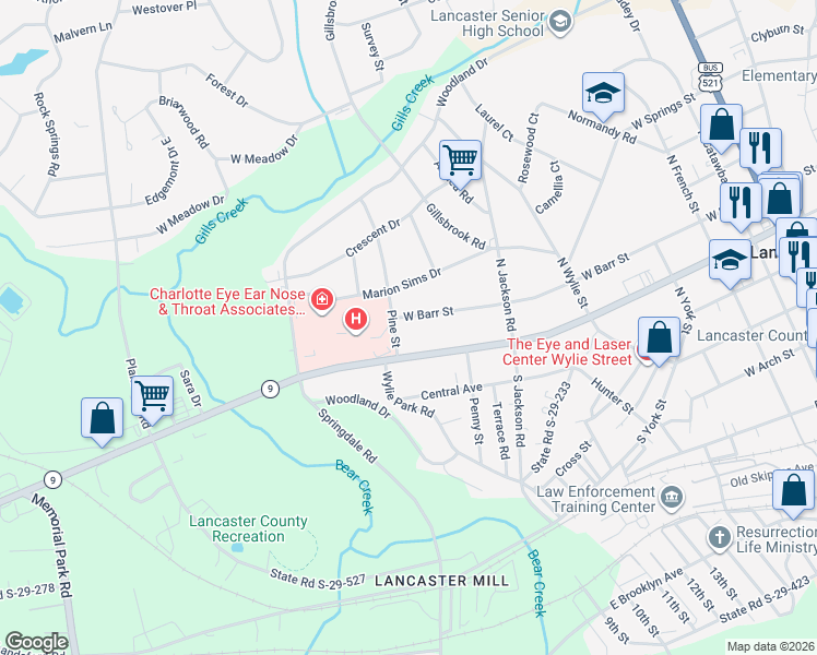 map of restaurants, bars, coffee shops, grocery stores, and more near 720 West Meeting Street in Lancaster