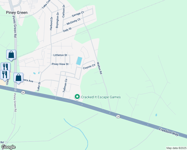 map of restaurants, bars, coffee shops, grocery stores, and more near 183 Walton Road in Piney Green