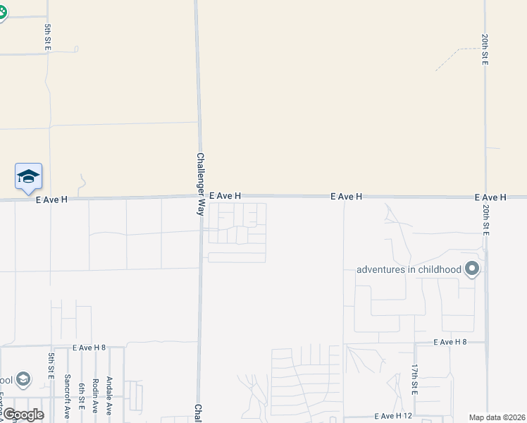 map of restaurants, bars, coffee shops, grocery stores, and more near 45800 Challenger Way in Lancaster