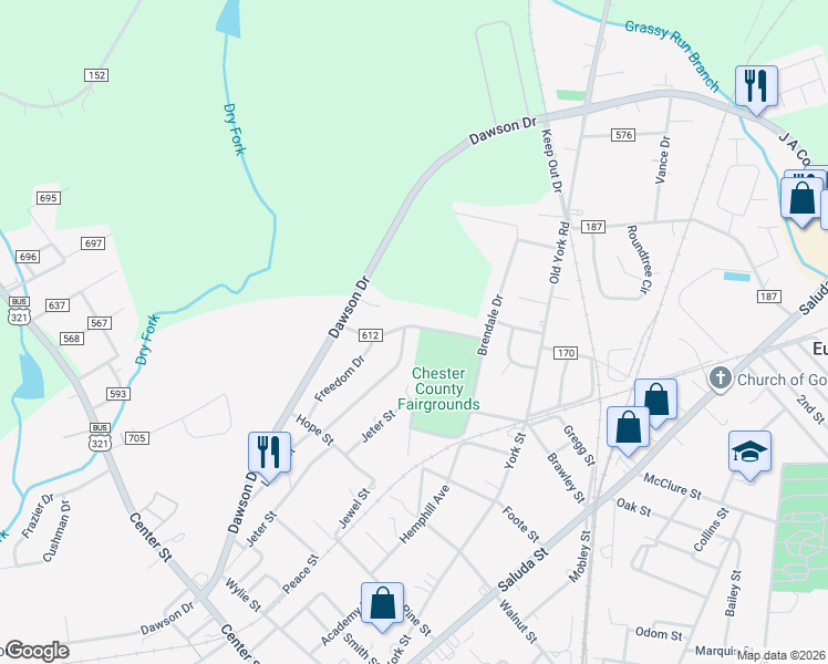 map of restaurants, bars, coffee shops, grocery stores, and more near 128 Martin Luther King Memorial Drive in Chester