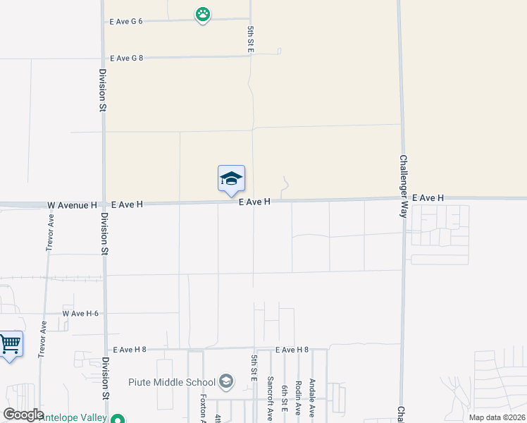 map of restaurants, bars, coffee shops, grocery stores, and more near 2 East Avenue H in Lancaster