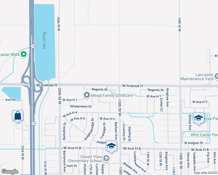 map of restaurants, bars, coffee shops, grocery stores, and more near 1533 Regents Street in Lancaster
