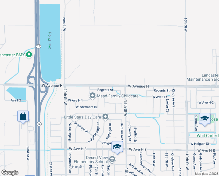 map of restaurants, bars, coffee shops, grocery stores, and more near 1601 Regents Street in Lancaster