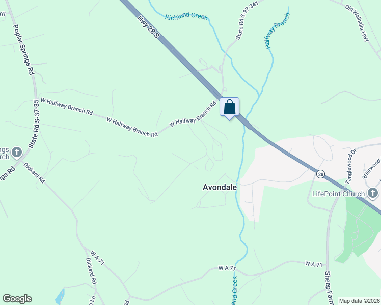 map of restaurants, bars, coffee shops, grocery stores, and more near 130 Redland Ranch Road in Walhalla