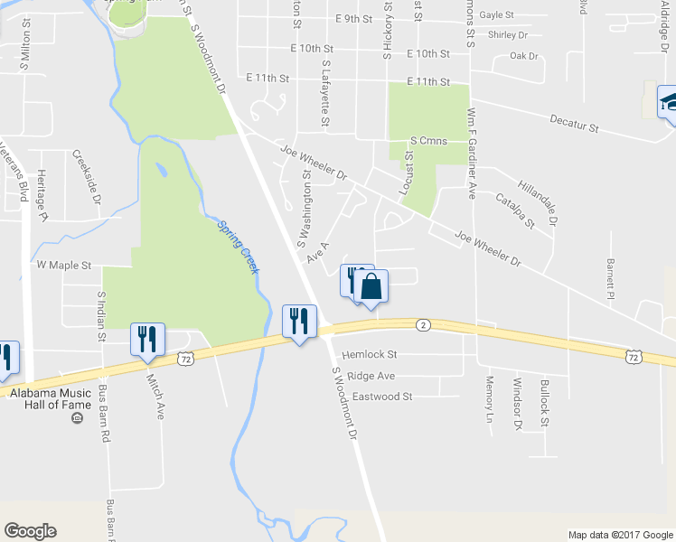 map of restaurants, bars, coffee shops, grocery stores, and more near Urbana Street in Cherokee