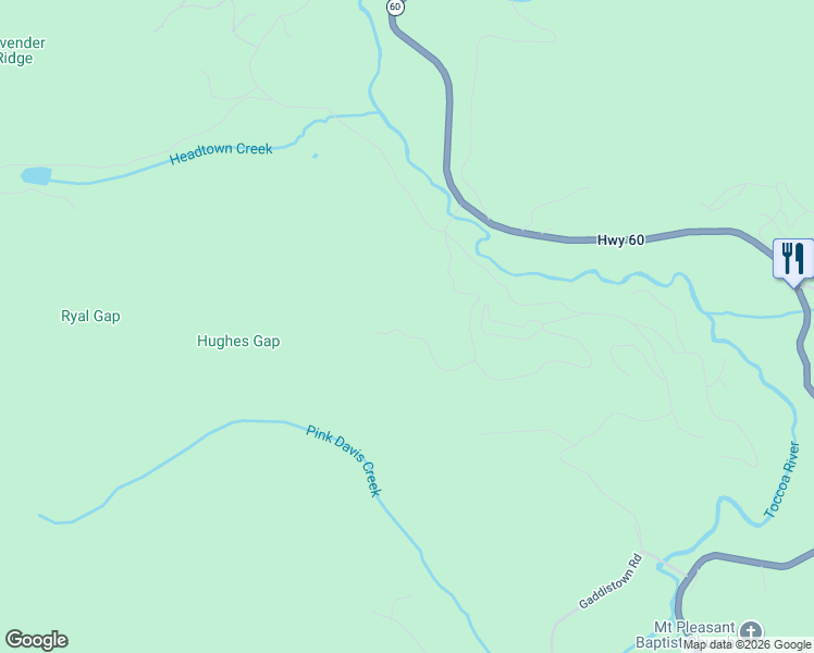 map of restaurants, bars, coffee shops, grocery stores, and more near 530 Heavens Gate Way in Suches
