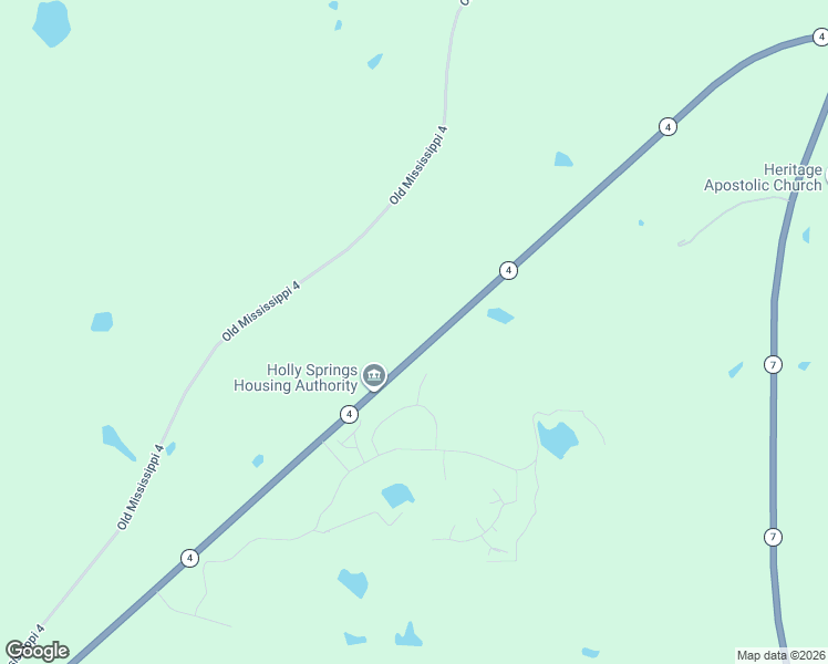 map of restaurants, bars, coffee shops, grocery stores, and more near 622 Mississippi 4 in Holly Springs