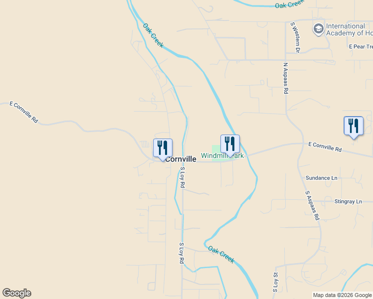map of restaurants, bars, coffee shops, grocery stores, and more near 1145 Fuller Lane in Cornville