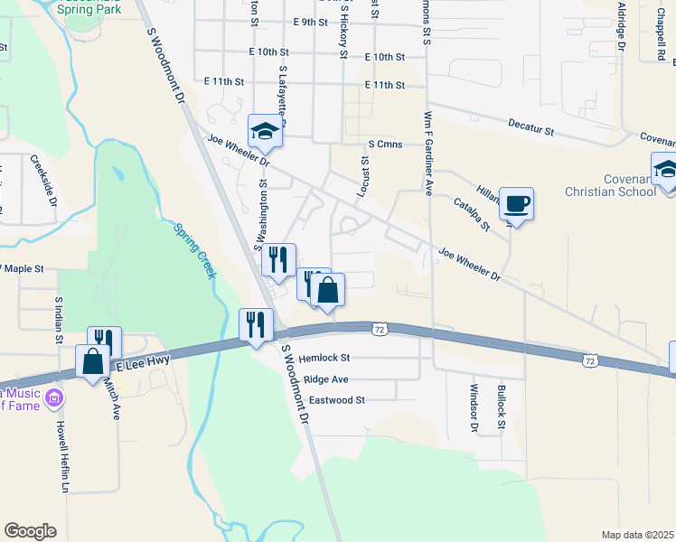 map of restaurants, bars, coffee shops, grocery stores, and more near 316 Avenue East in Tuscumbia
