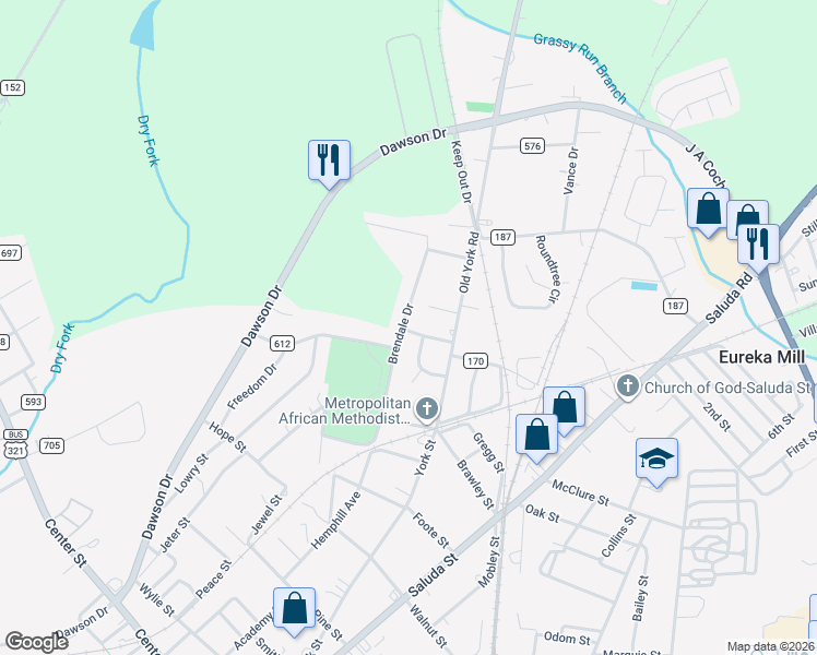 map of restaurants, bars, coffee shops, grocery stores, and more near 519 York Terrace Street in Chester