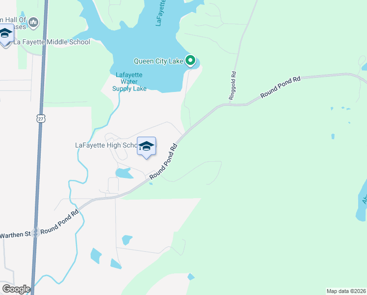map of restaurants, bars, coffee shops, grocery stores, and more near 4953 Round Pond Road in LaFayette