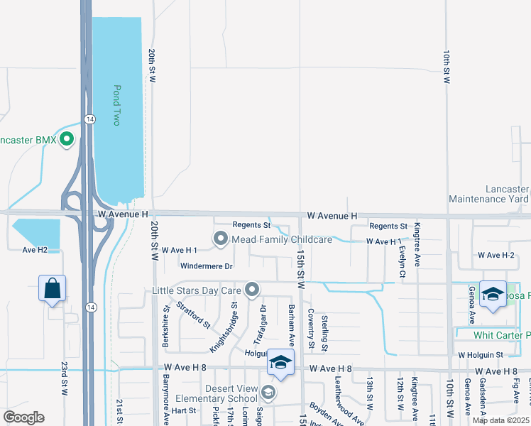 map of restaurants, bars, coffee shops, grocery stores, and more near 1601 Regents Street in Lancaster