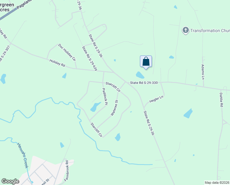 map of restaurants, bars, coffee shops, grocery stores, and more near 444 Wateree Street in Lancaster