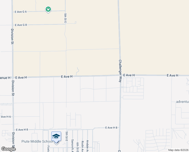 map of restaurants, bars, coffee shops, grocery stores, and more near East Avenue H in Lancaster