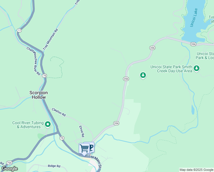 map of restaurants, bars, coffee shops, grocery stores, and more near 565 Georgia 356 in Helen