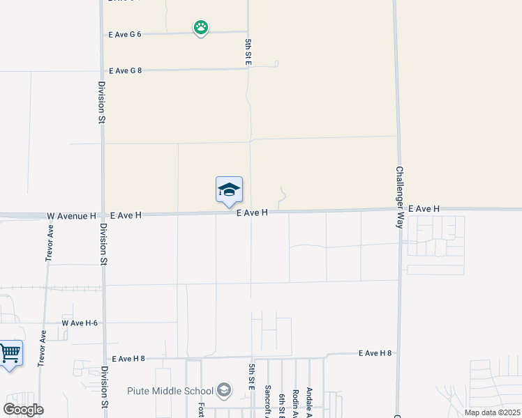 map of restaurants, bars, coffee shops, grocery stores, and more near 503 East Avenue H in Lancaster