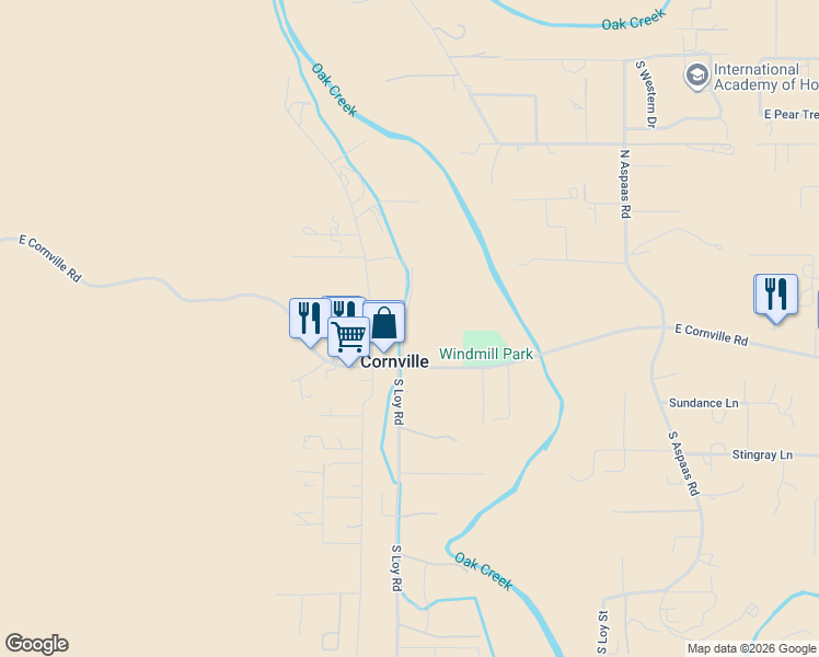 map of restaurants, bars, coffee shops, grocery stores, and more near 1145 Fuller Lane in Cornville