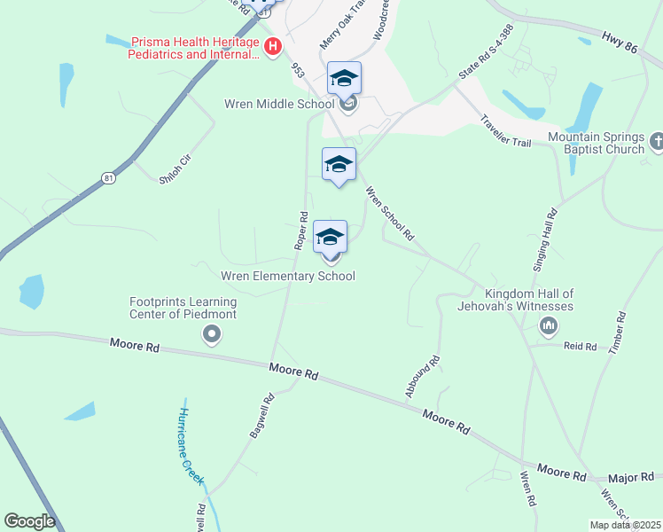 map of restaurants, bars, coffee shops, grocery stores, and more near 226 Roper Road in Piedmont