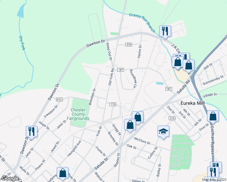 map of restaurants, bars, coffee shops, grocery stores, and more near 506 Old York Road in Chester