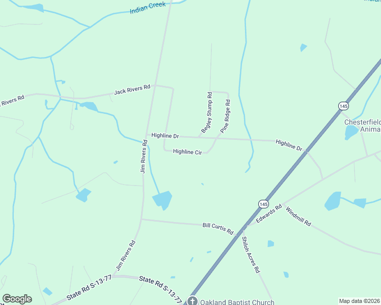 map of restaurants, bars, coffee shops, grocery stores, and more near 108 Highline Circle in Chesterfield