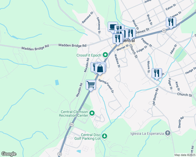 map of restaurants, bars, coffee shops, grocery stores, and more near 870 West Main Street in Central