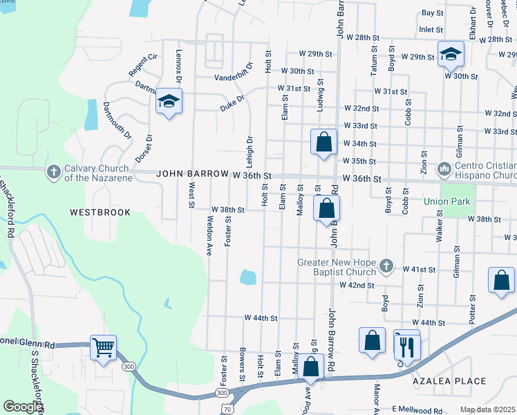 map of restaurants, bars, coffee shops, grocery stores, and more near 3800 Holt Street in Little Rock