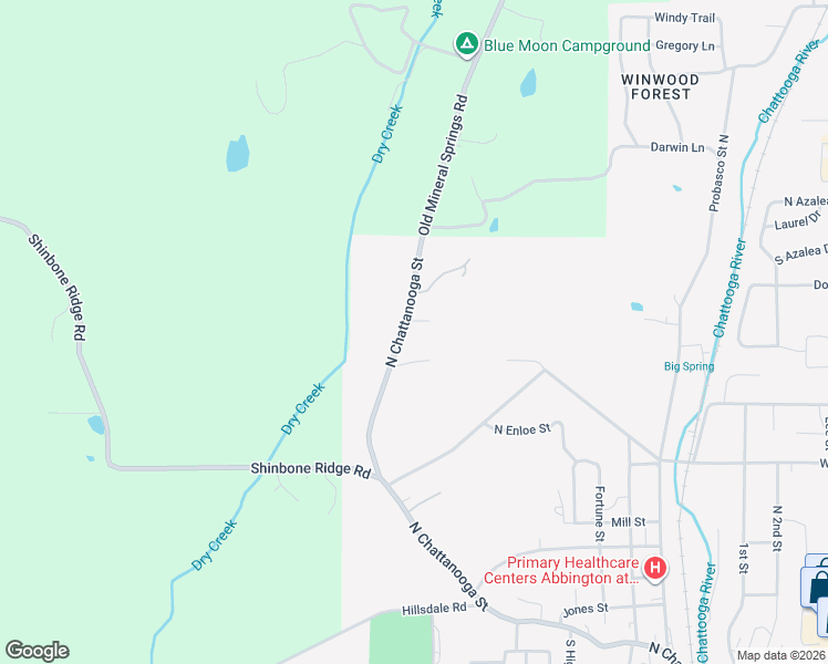 map of restaurants, bars, coffee shops, grocery stores, and more near 1426 North Chattanooga Street in LaFayette