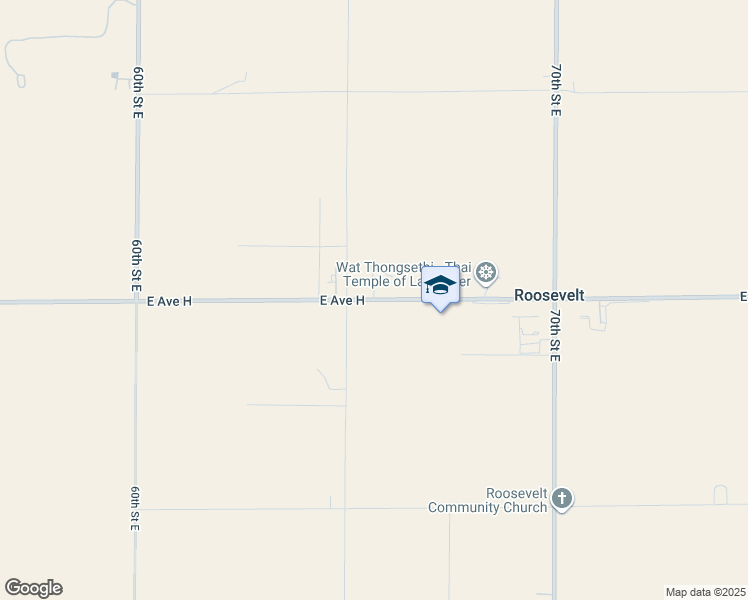 map of restaurants, bars, coffee shops, grocery stores, and more near 6555 East Avenue H in Lancaster