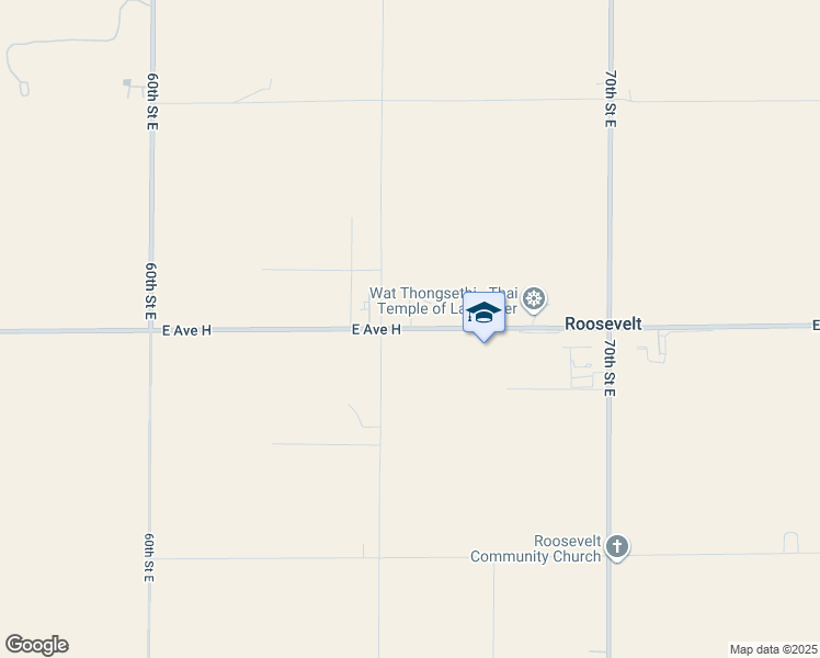 map of restaurants, bars, coffee shops, grocery stores, and more near 6555 East Avenue H in Lancaster