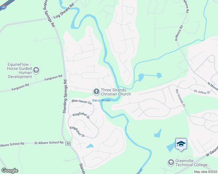 map of restaurants, bars, coffee shops, grocery stores, and more near 38 Hidden River Place in Greenville