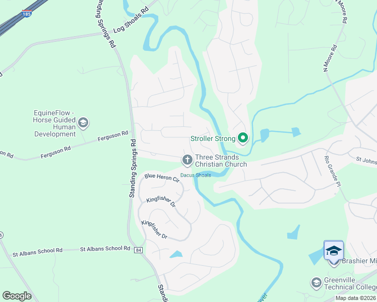 map of restaurants, bars, coffee shops, grocery stores, and more near 32 Sweet Shade Way in Greenville