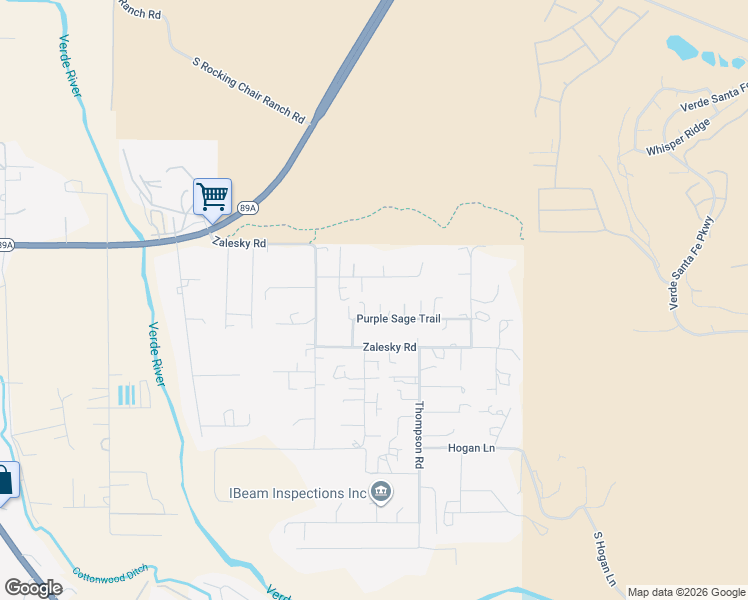 map of restaurants, bars, coffee shops, grocery stores, and more near 4212 East Purple Sage Trail in Cottonwood