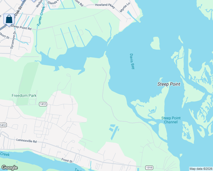 map of restaurants, bars, coffee shops, grocery stores, and more near 170 Davis Bay Drive in Beaufort