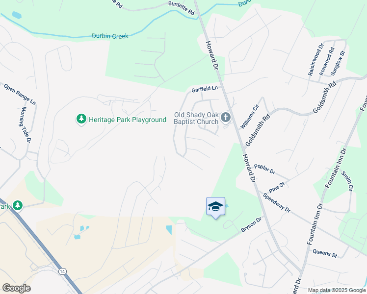 map of restaurants, bars, coffee shops, grocery stores, and more near 101 Gibby Lane in Simpsonville
