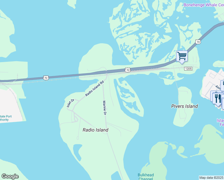 map of restaurants, bars, coffee shops, grocery stores, and more near 147 Morgan Street in Morehead City