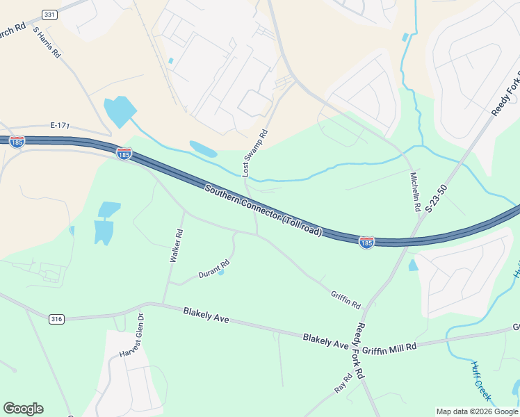 map of restaurants, bars, coffee shops, grocery stores, and more near Southern Connector in Greenville