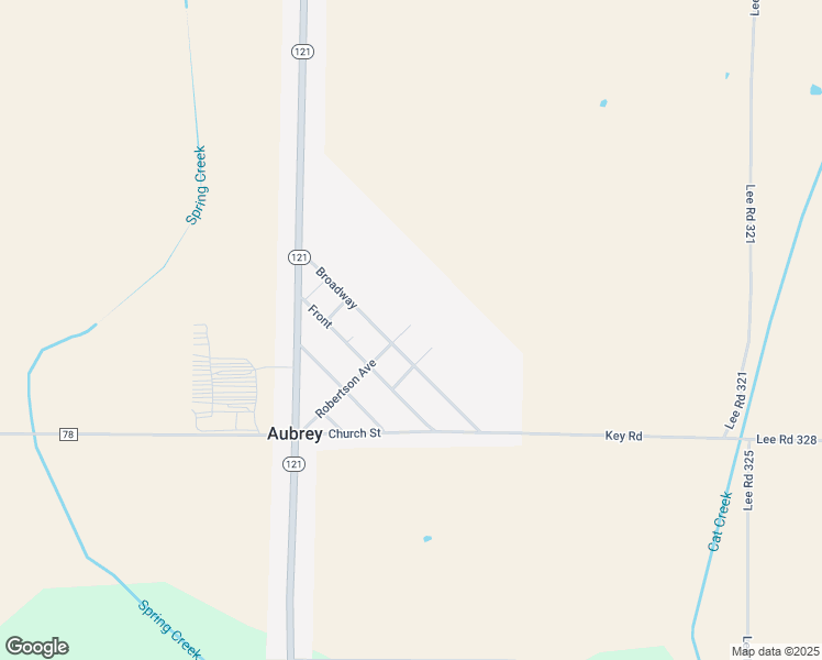 map of restaurants, bars, coffee shops, grocery stores, and more near 510 Robertson Avenue in Aubrey