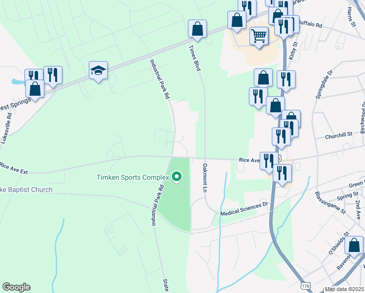map of restaurants, bars, coffee shops, grocery stores, and more near 726 Rice Avenue Extension in Union