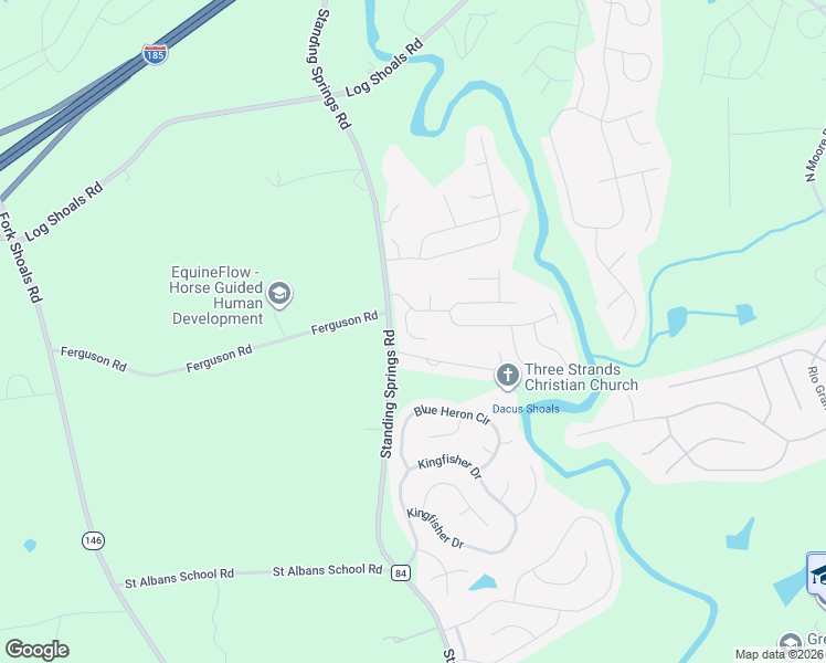 map of restaurants, bars, coffee shops, grocery stores, and more near 102 Reedy Falls Drive in Greenville