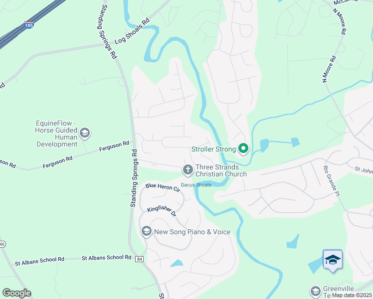 map of restaurants, bars, coffee shops, grocery stores, and more near 32 Riverbed Drive in Greenville