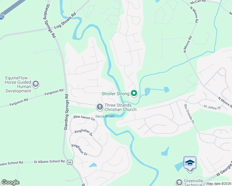 map of restaurants, bars, coffee shops, grocery stores, and more near 107 Indian Wood Lane in Greenville