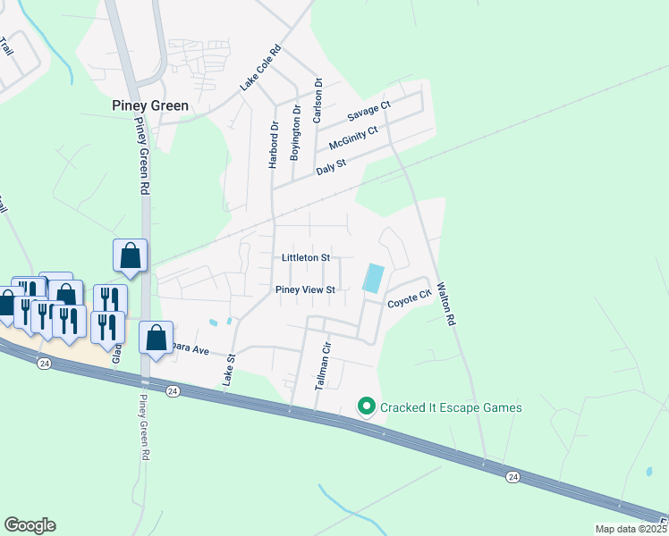 map of restaurants, bars, coffee shops, grocery stores, and more near 1212 12th Street in Piney Green