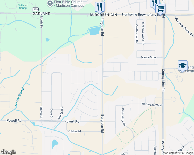 map of restaurants, bars, coffee shops, grocery stores, and more near 117 Count Fleet Court in Madison