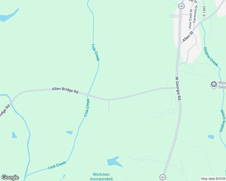 map of restaurants, bars, coffee shops, grocery stores, and more near 320 Allen Bridge Road in Woodruff