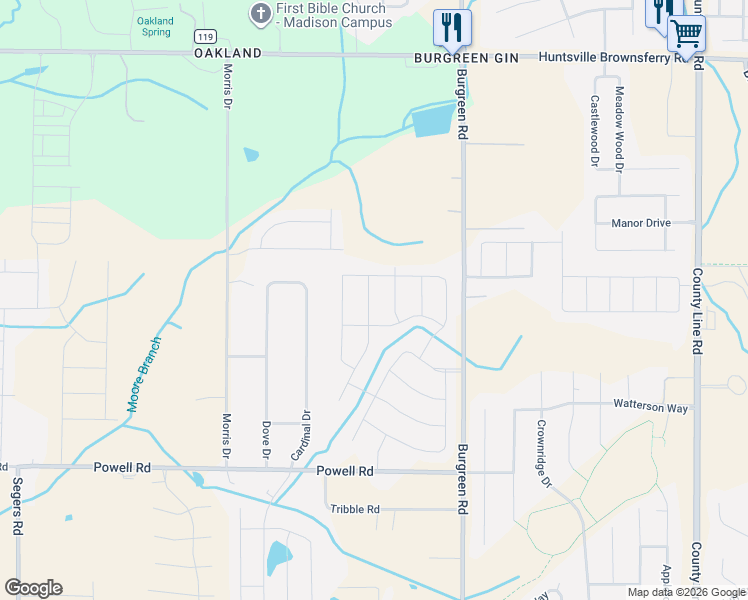 map of restaurants, bars, coffee shops, grocery stores, and more near 100 Native Dancer in Madison