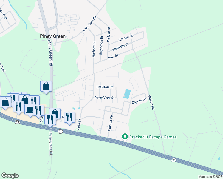 map of restaurants, bars, coffee shops, grocery stores, and more near 1212 12th Street in Piney Green