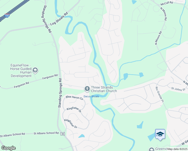 map of restaurants, bars, coffee shops, grocery stores, and more near 201 Riverbed Drive in Greenville