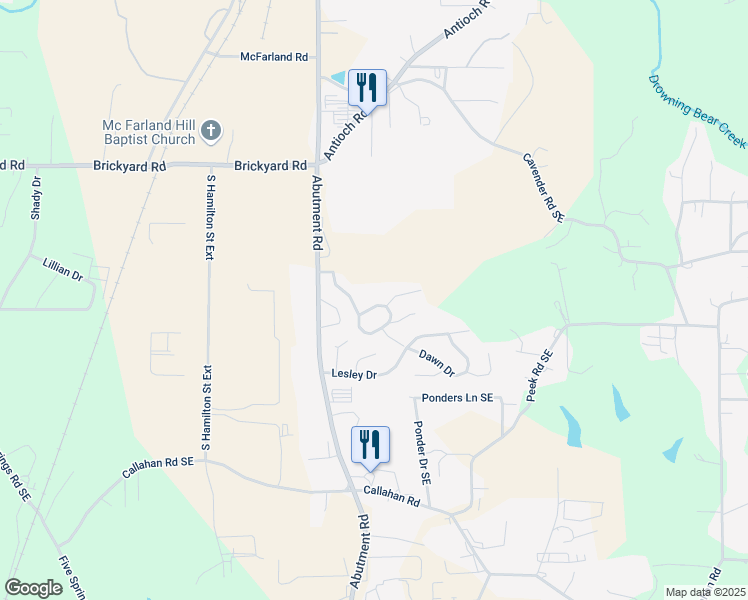 map of restaurants, bars, coffee shops, grocery stores, and more near 326 Sycamore Cir in Dalton